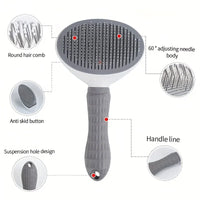 One-Click Pet Hair Removal Comb for Effortless Grooming of Dogs and Cats - Float Hair Removal Slicker Brush with Automatic Funct